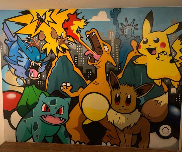 Graffiti kinderkamer Pokemon
